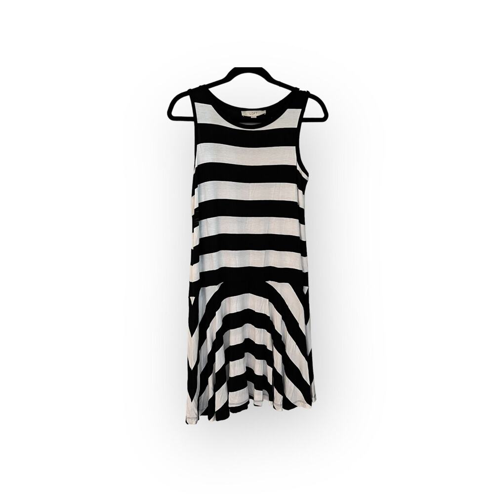 Women’s Loft Striped Black and white Bias cut Dress Small